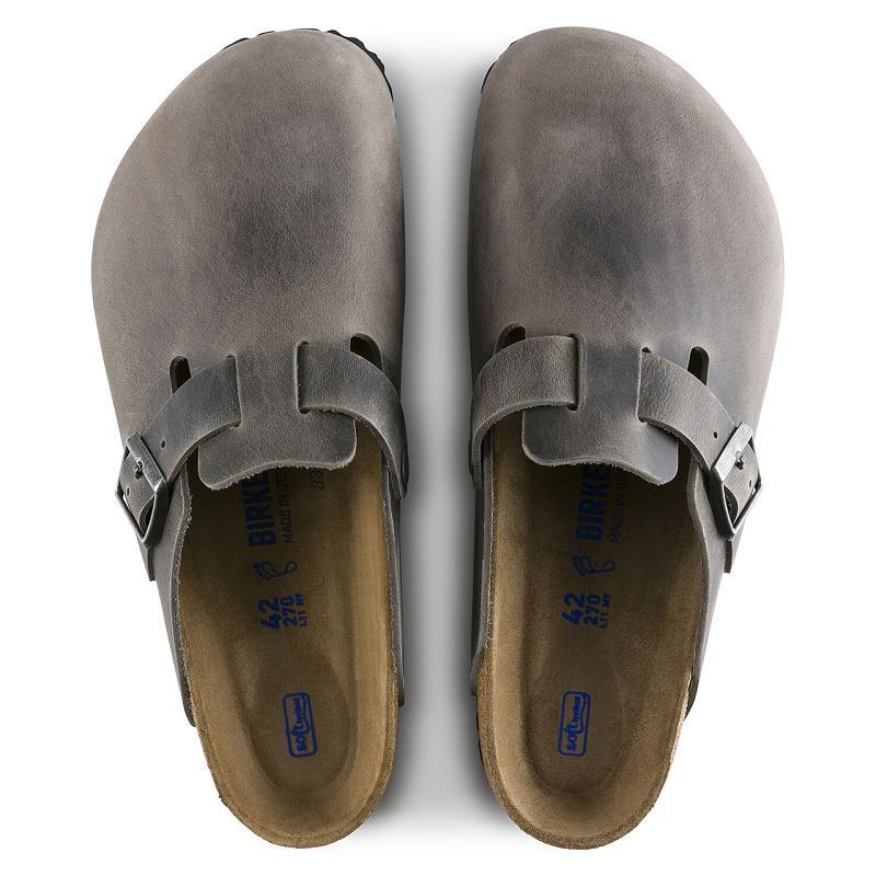 Birkenstock Soft Footbed Oiled Læder Boston Herre Grå | DK 205HAP